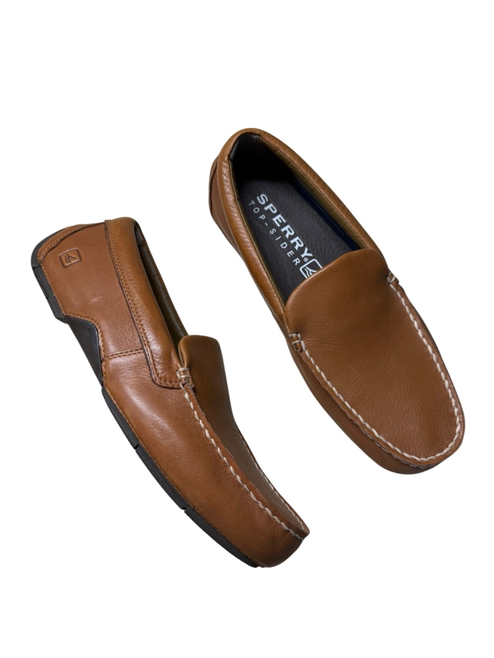 SPERRY Top-Sider Brown Leather Slip-On Driving Loafers Men Shoes, US Size 10.5 M